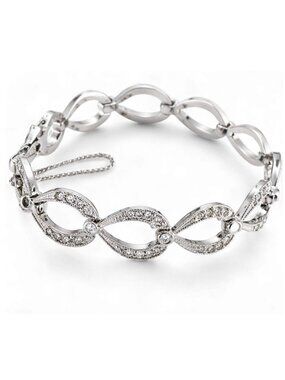 QVC CZ Infinity Bracelet Silver Tone Adjustable Chain Link Bracelet